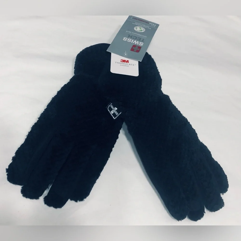 Swiss Tech Girl’s Gloves Plush Warm 3M insulation Performance Gear black. L-XL